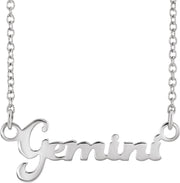14K Zodiac 18" Necklace-14K White-Gemini-