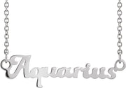 14K Zodiac 18" Necklace-14K White-Aquarius-