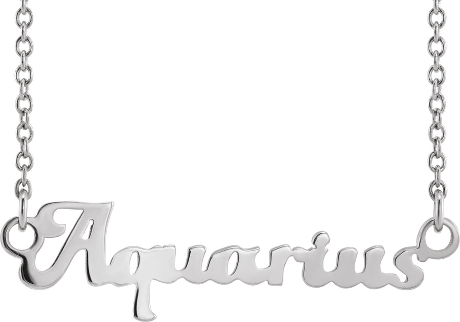 14K Zodiac 18" Necklace-14K White-Aquarius-