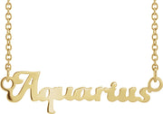 14K Zodiac 18" Necklace-14K Yellow-Aquarius-
