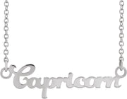 14K Zodiac 18" Necklace-14K White-Capricorn-
