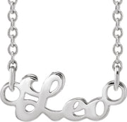 14K Zodiac 18" Necklace-14K White-Leo-