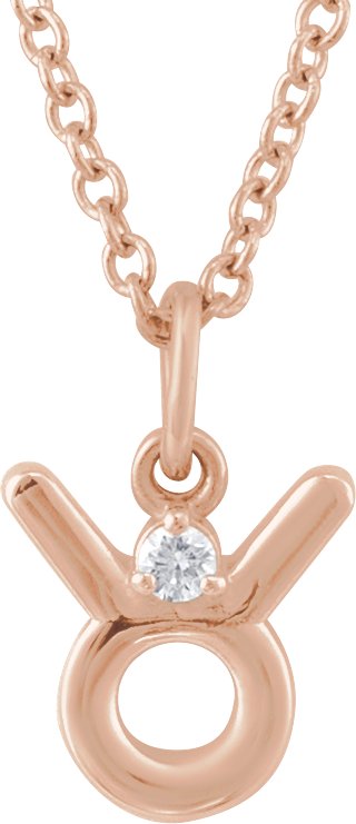 Accented Zodiac Necklace-14K Rose-Taurus-
