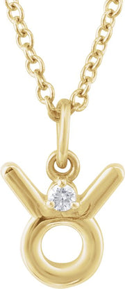 Accented Zodiac Necklace-14K Yellow-Taurus-