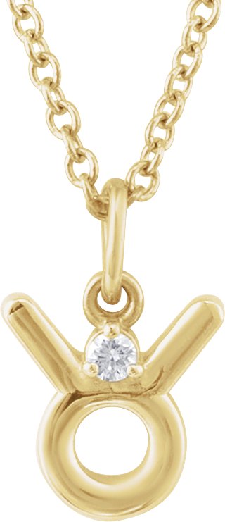 Accented Zodiac Necklace-14K Yellow-Taurus-