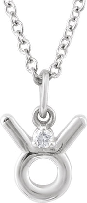 Accented Zodiac Necklace-14K White-Taurus-