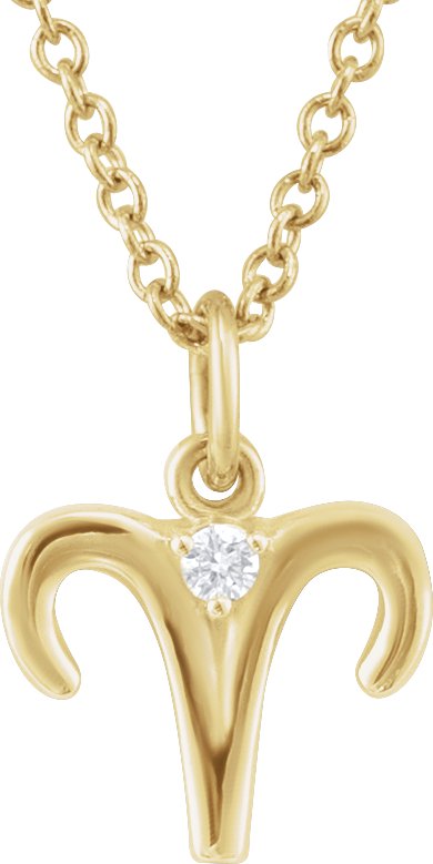Accented Zodiac Necklace-14K Yellow-Aries-