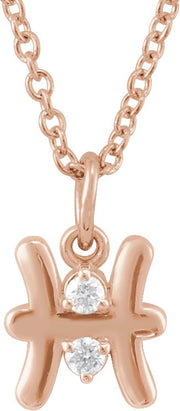 Accented Zodiac Necklace-14K Rose-Pisces-