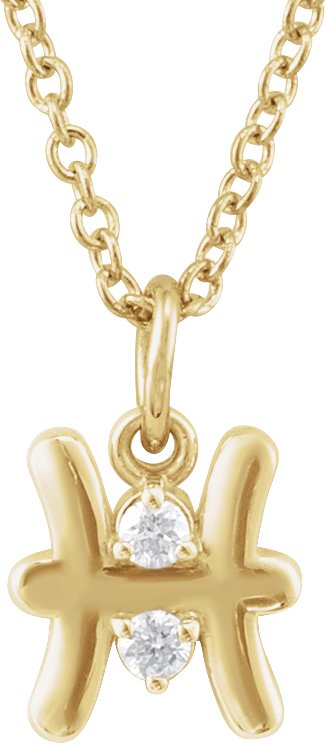 Accented Zodiac Necklace-14K Yellow-Pisces-