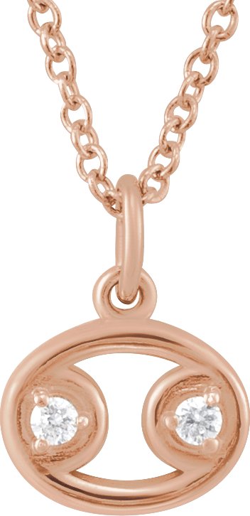 Accented Zodiac Necklace-14K Rose-Cancer-