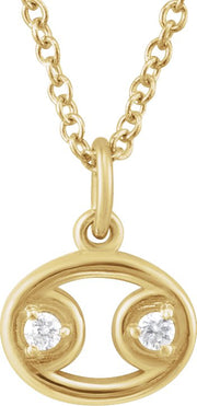 Accented Zodiac Necklace-14K Yellow-Cancer-