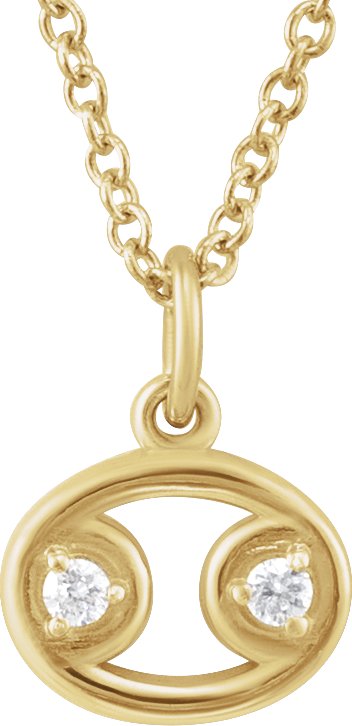 Accented Zodiac Necklace-14K Yellow-Cancer-