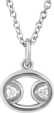 Accented Zodiac Necklace-14K White-Cancer-