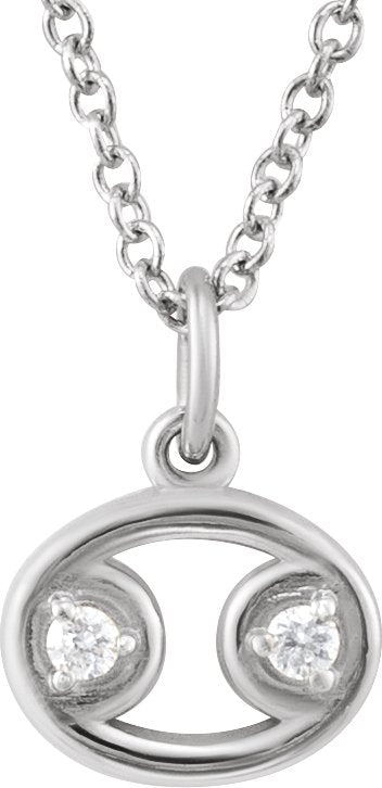 Accented Zodiac Necklace-14K White-Cancer-