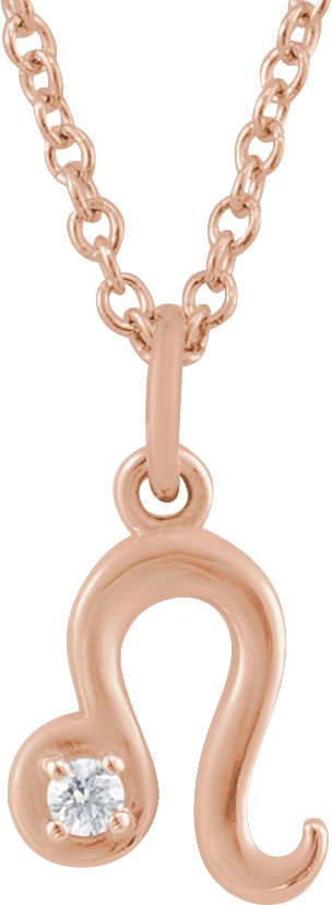 Accented Zodiac Necklace-14K Rose-Leo-