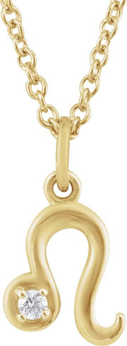 Accented Zodiac Necklace-14K Yellow-Leo-