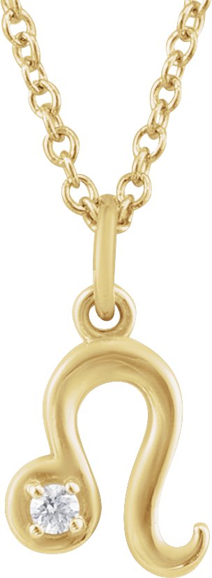 Accented Zodiac Necklace-14K Yellow-Leo-