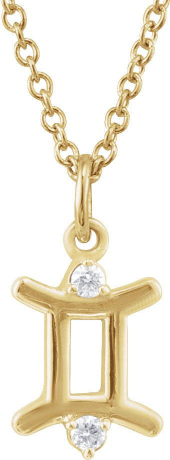 Accented Zodiac Necklace-14K Yellow-Gemini-