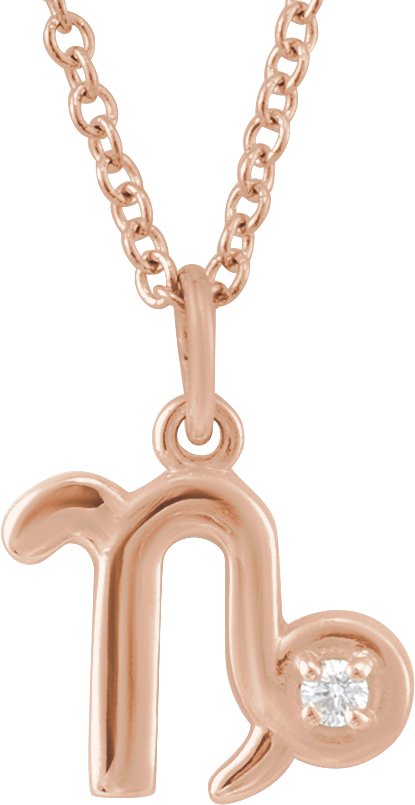 Accented Zodiac Necklace-14K Rose-Capricorn-