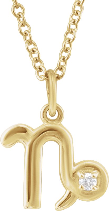 Accented Zodiac Necklace-14K Yellow-Capricorn-