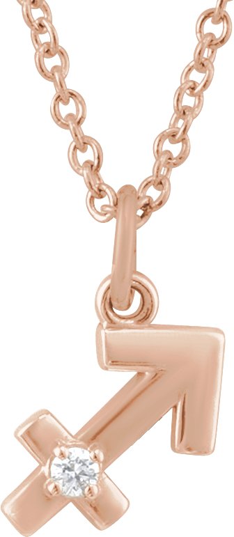 Accented Zodiac Necklace-14K Rose-Sagittarius-