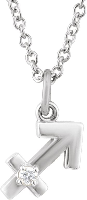 Accented Zodiac Necklace-14K White-Sagittarius-
