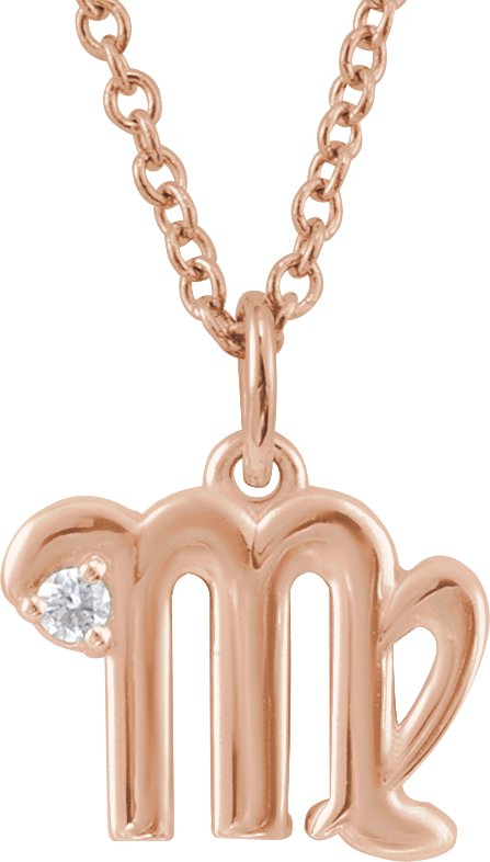 Accented Zodiac Necklace-14K Rose-Virgo-