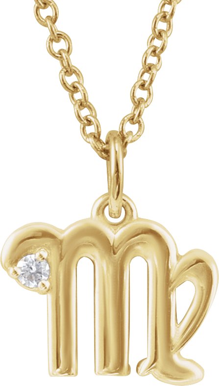 Accented Zodiac Necklace-14K Yellow-Virgo-