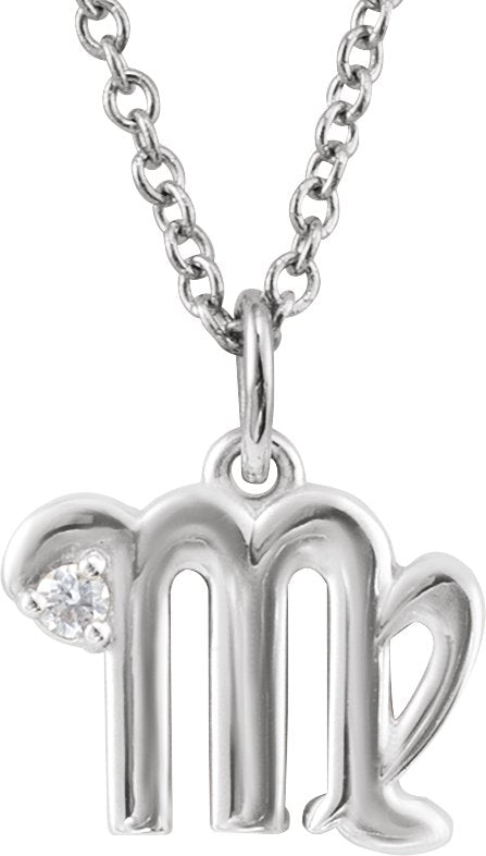 Accented Zodiac Necklace-14K White-Virgo-
