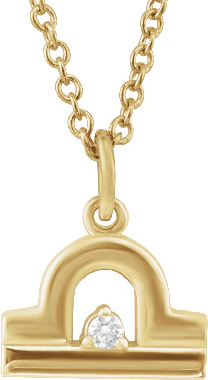Accented Zodiac Necklace-14K Yellow-Libra-