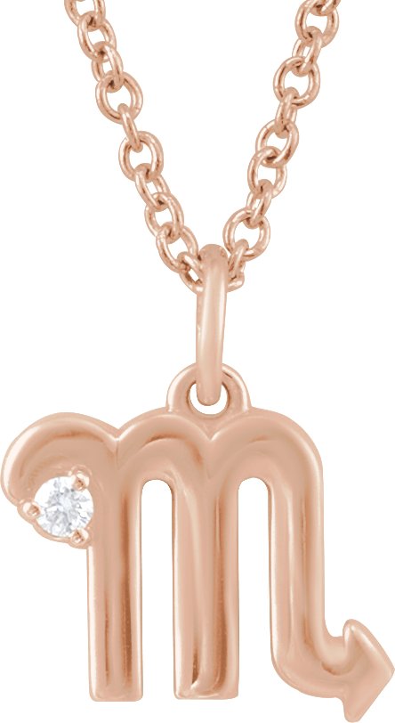 Accented Zodiac Necklace-14K Rose-Scorpio-