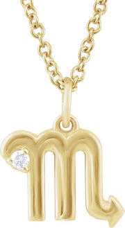 Accented Zodiac Necklace-14K Yellow-Scorpio-