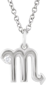 Accented Zodiac Necklace-14K White-Scorpio-
