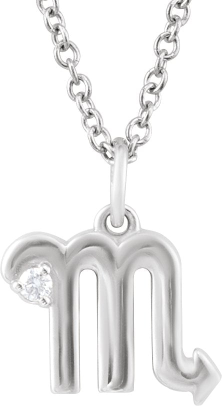 Accented Zodiac Necklace-14K White-Scorpio-
