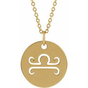 Zodiac Disc Necklace-14K Yellow-Libra-