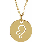 Zodiac Disc Necklace-14K Yellow-Leo-