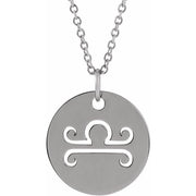 Zodiac Disc Necklace-14K White-Libra-