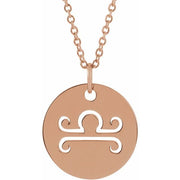 Zodiac Disc Necklace-14K Rose-Libra-