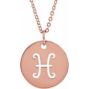 Zodiac Disc Necklace-14K Rose-Pisces-
