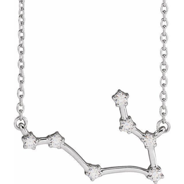 Constellation Zodiac 16-18" Necklace-14K White-Gemini-