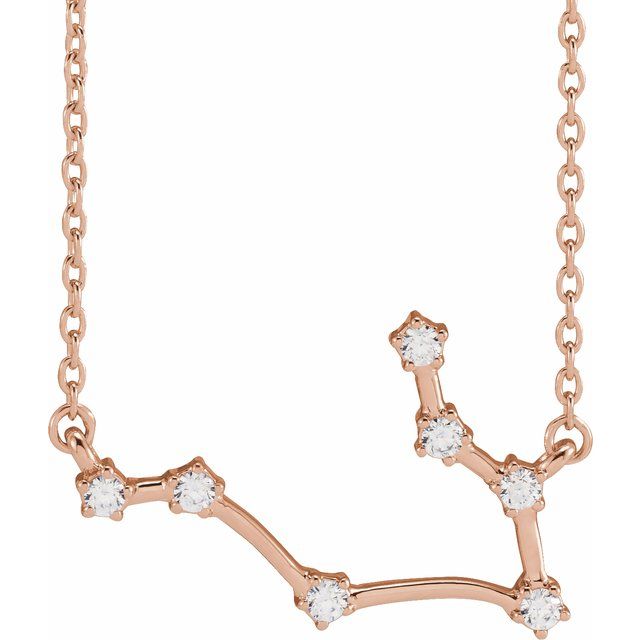 Constellation Zodiac 16-18" Necklace-14K Rose-Gemini-