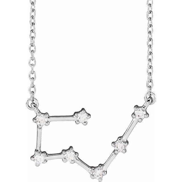 Constellation Zodiac 16-18" Necklace-14K White-Taurus-