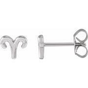 ZODIAC EARRINGS-14K White-Aries-