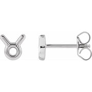 ZODIAC EARRINGS-14K White-Taurus-