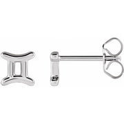 ZODIAC EARRINGS-14K White-Gemini-