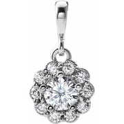 14K White Forever One Moissanite & 1/6 CTW Diamond Pendant-