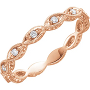 14K Rose 1/8 CTW Diamond Anniversary Band Size 6.5-