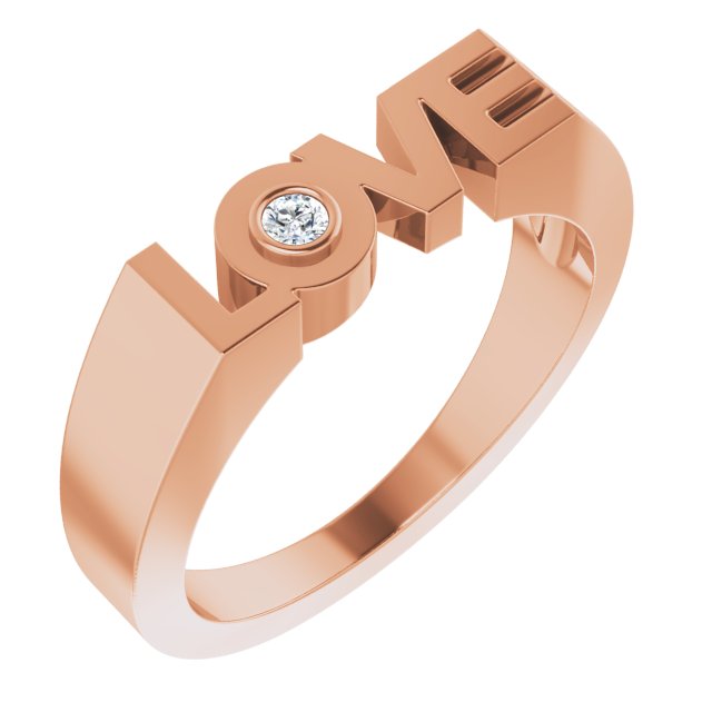 .03 CT Natural Diamond Love Ring-14kt Rose Gold-6.00-