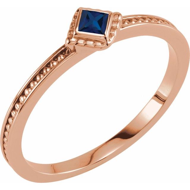 Natural Blue Sapphire Family Stackable Ring-14kt Rose Gold-6.00-
