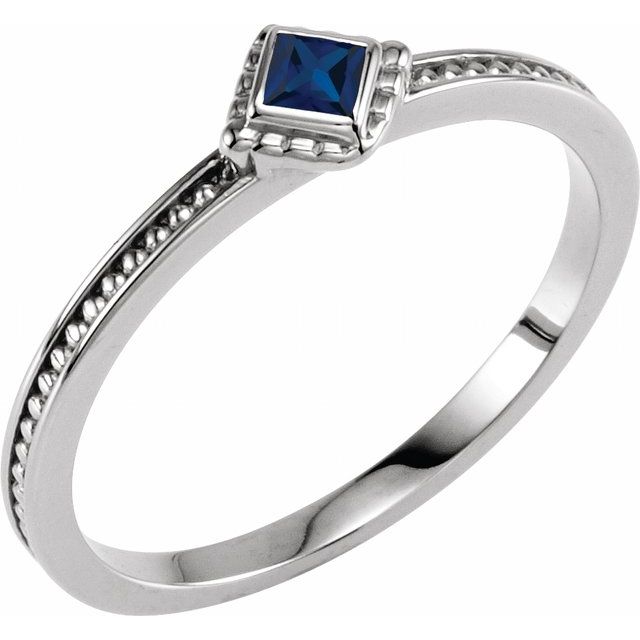 Natural Blue Sapphire Family Stackable Ring-14kt White Gold-6.00-